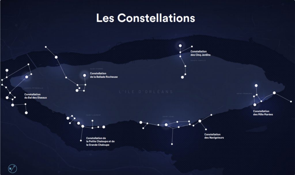 Une carte des constellations de l'île d'Orléans